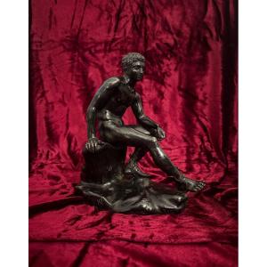 Bronze Subject From The Grand Tour Depicting “seated Hermes”, 19th Century