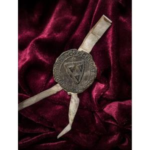 Sceau médiéval de chevalier, France,  XIIIe-XIVe siècle.