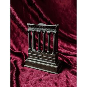 Grand Tour Bronze - Temple Of Saturn, 19th Century.