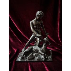 Grand Tour Bronze - Hercules Striking Down The Cerynian Hind, 19th Century