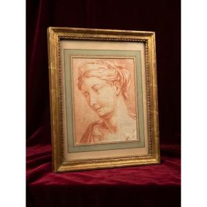 Dessin à la sanguine - Portrait de Junon, XVIIIe siècle