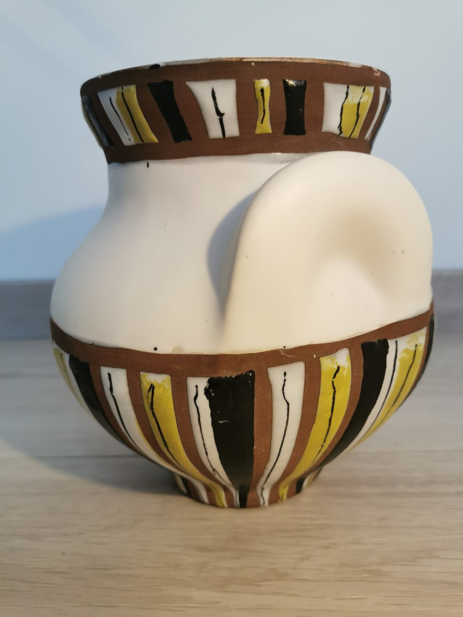 Vase Céramique " Vase à Oreilles" Signé Roger Capron Vallauris-photo-3