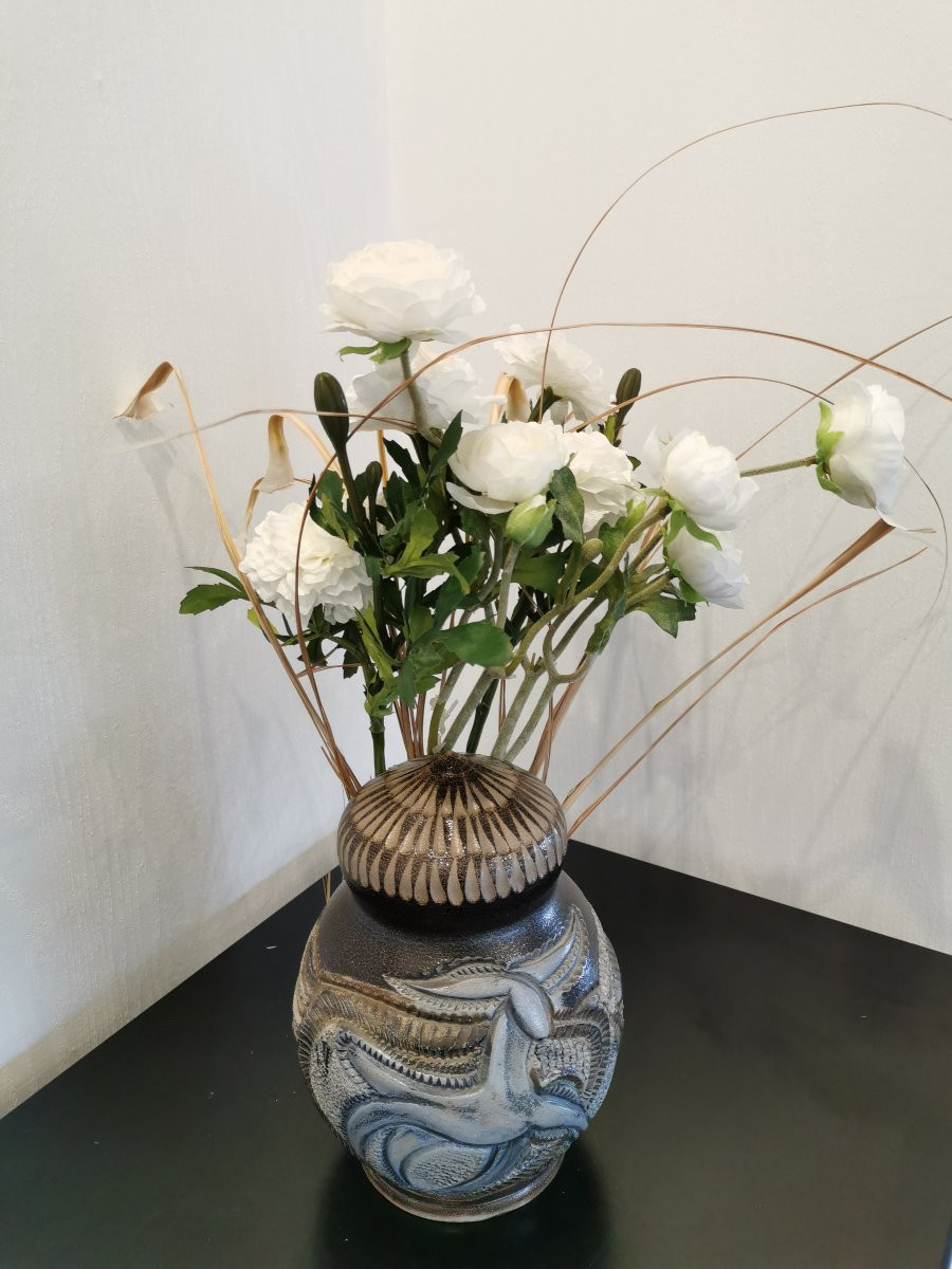 Vase Céramique Pique Fleur, Remmy Fils Betschdorf, 1989-photo-1