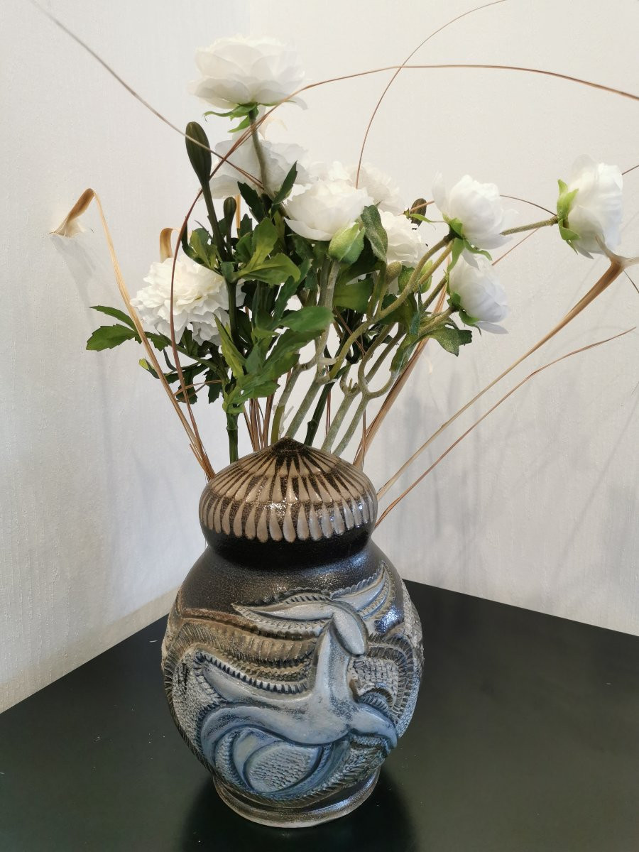 Vase Céramique Pique Fleur, Remmy Fils Betschdorf, 1989-photo-2