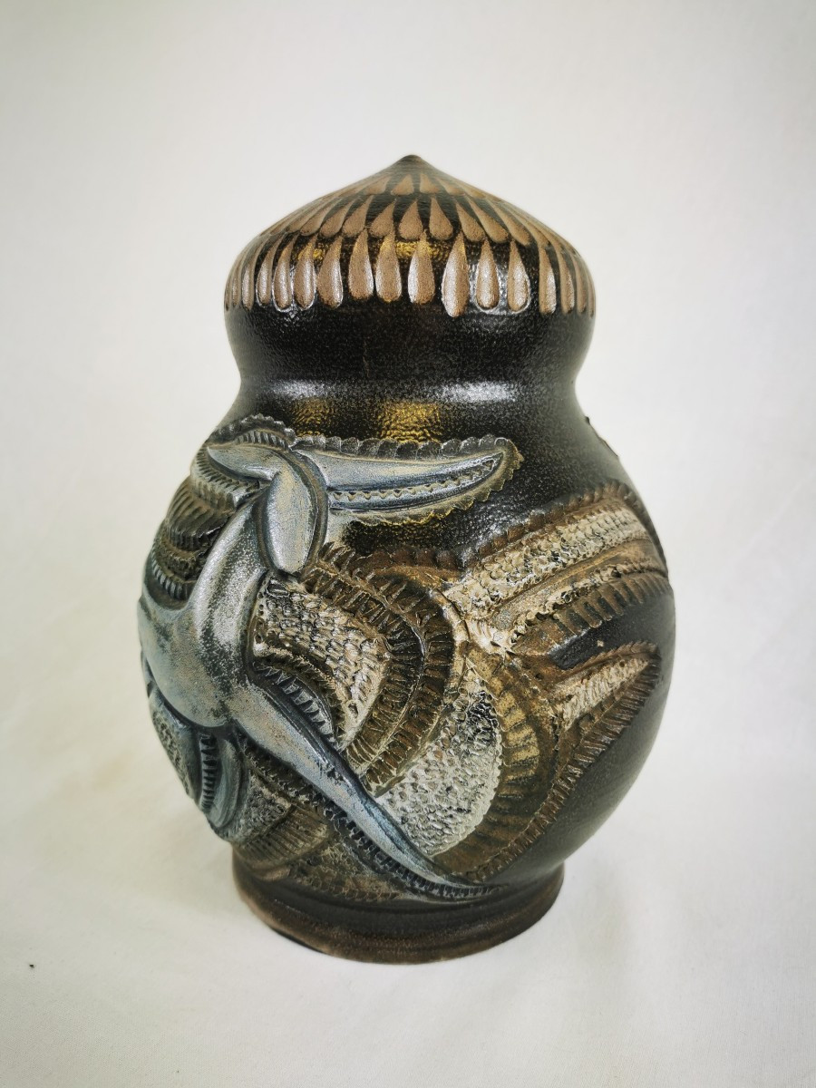 Vase Céramique Pique Fleur, Remmy Fils Betschdorf, 1989