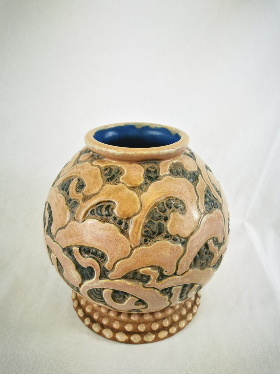 Vase In Stoneware , Revernay Digoin , Art Nouveau  1930-photo-2
