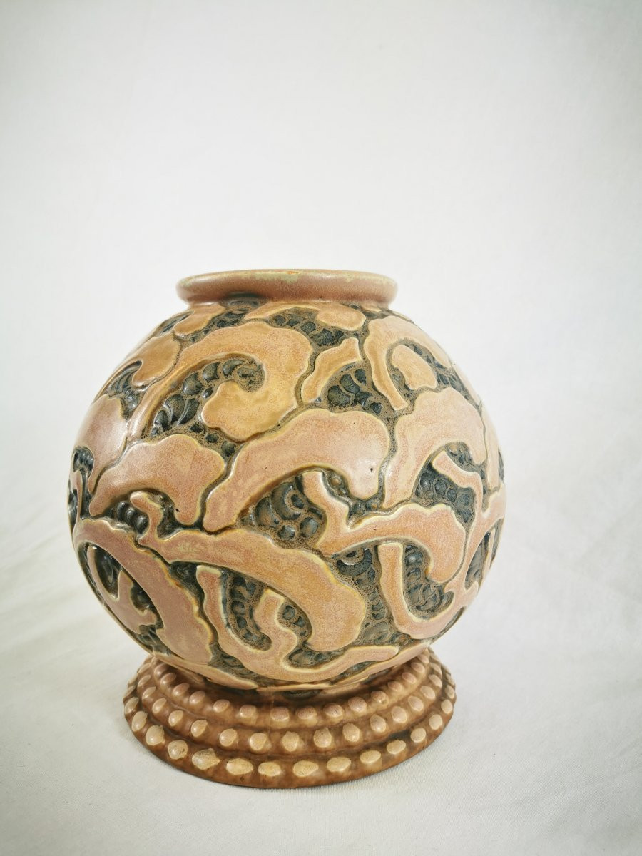 Vase In Stoneware , Revernay Digoin , Art Nouveau  1930-photo-1