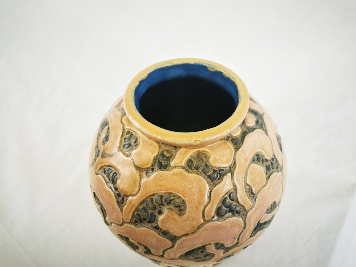 Vase In Stoneware , Revernay Digoin , Art Nouveau  1930-photo-4