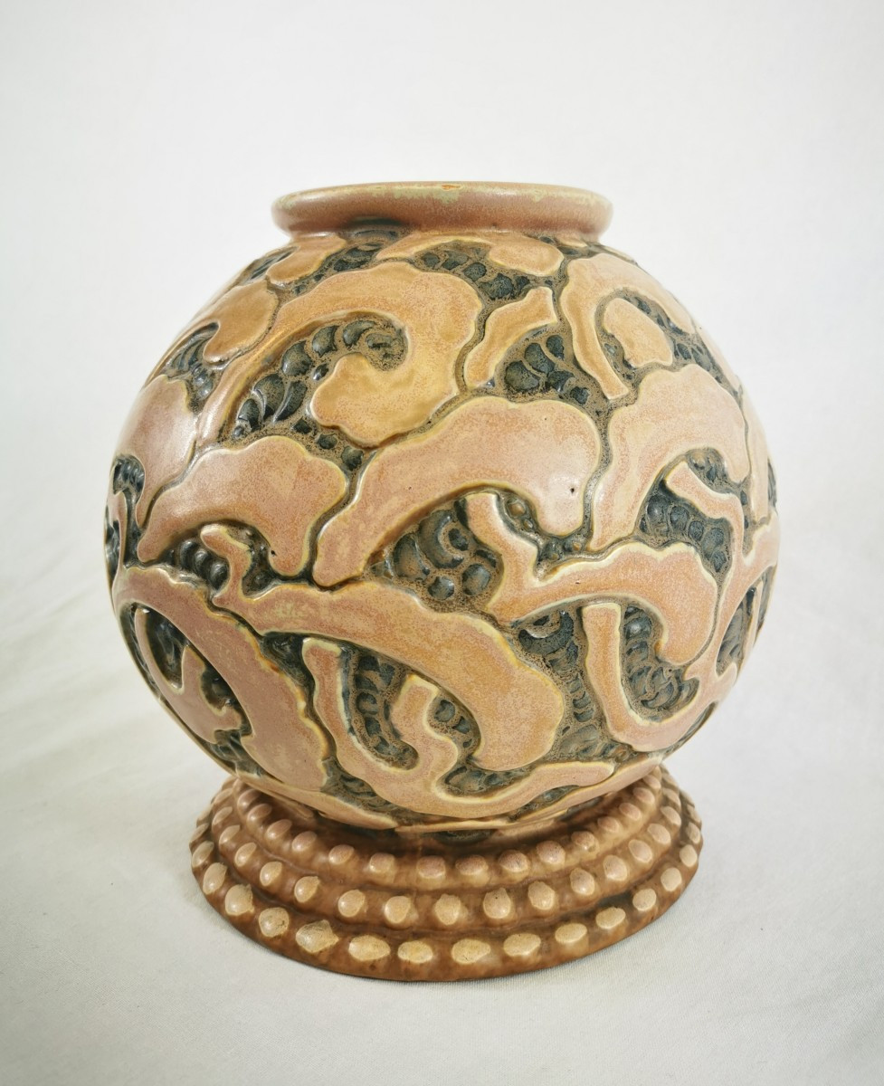 Vase In Stoneware , Revernay Digoin , Art Nouveau  1930