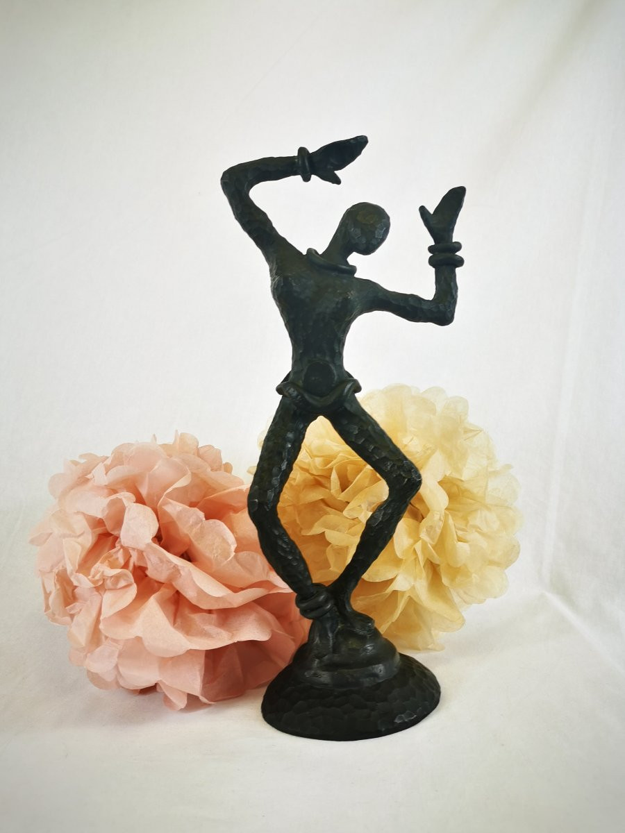 Sujet en fonte martelée " La Danseuse" de Nicolas de Wael pour Fondica 1990-photo-4