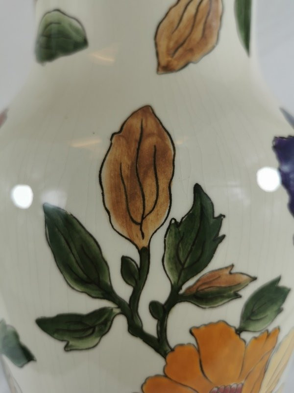 Grand vase en céramique modèle "Les grandes fleurs" GIEN -photo-4