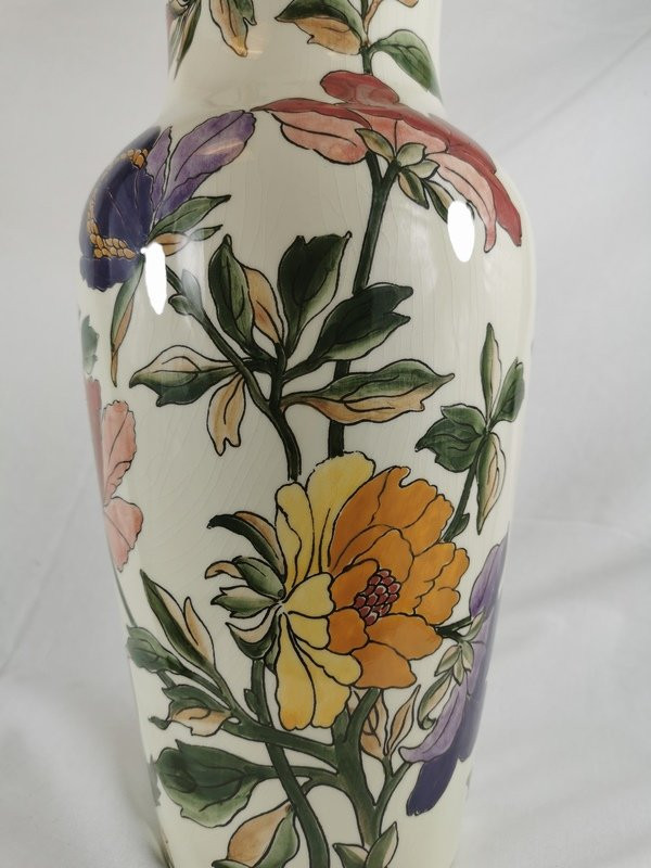 Grand vase en céramique modèle "Les grandes fleurs" GIEN -photo-6