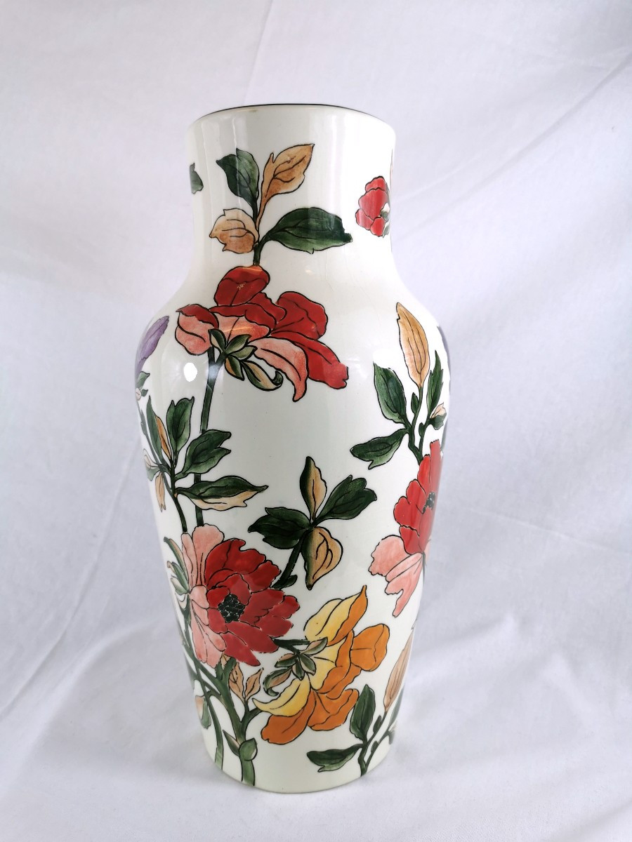 Grand vase en céramique modèle "Les grandes fleurs" GIEN 