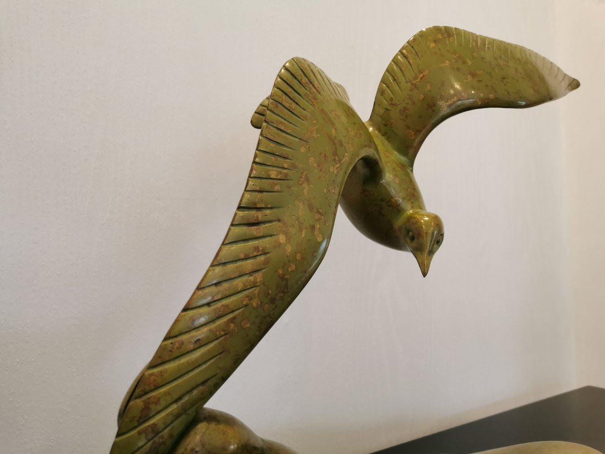 Sculpture en bronze L'Oiseau signée Irénée Rochard -photo-4
