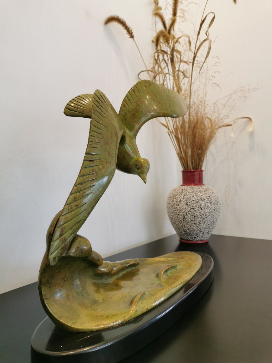 Sculpture en bronze L'Oiseau signée Irénée Rochard -photo-8