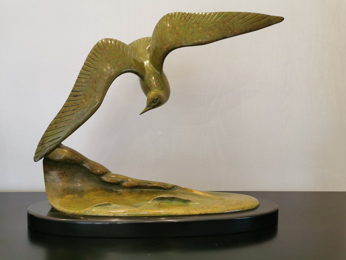 Sculpture en bronze L'Oiseau signée Irénée Rochard 