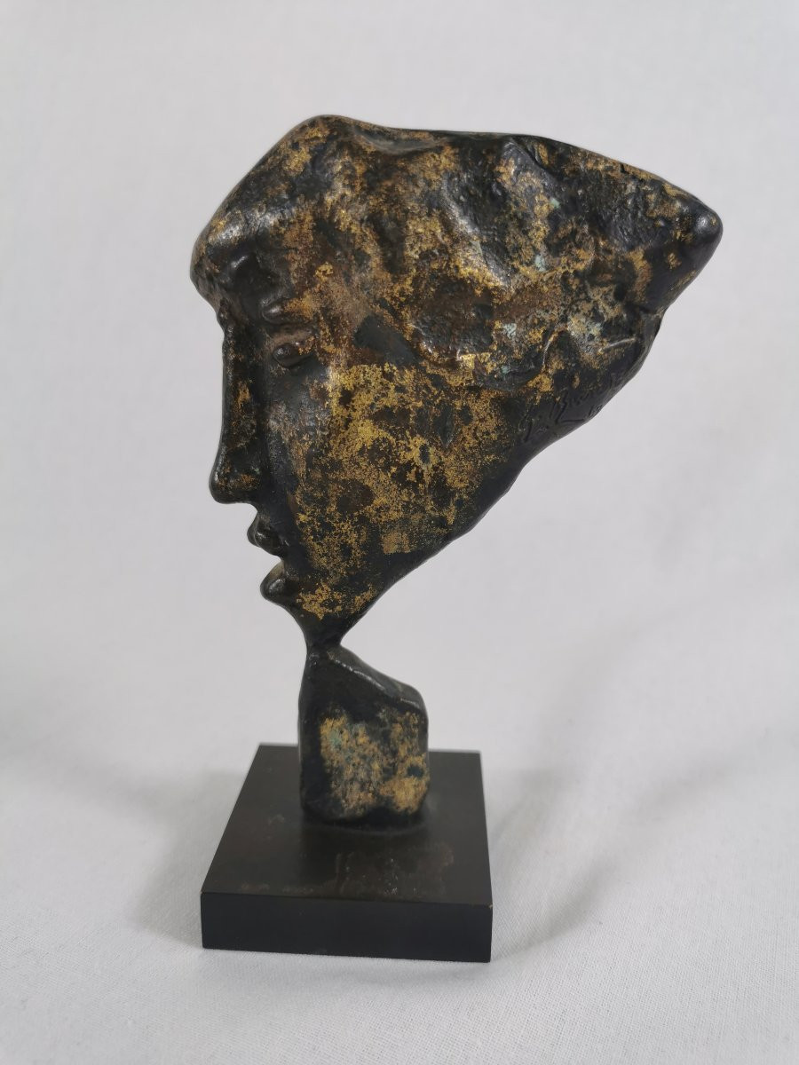Bronze Sculpture, Calabrian Profile By G Busato 1974 Monnaie De Paris -photo-3