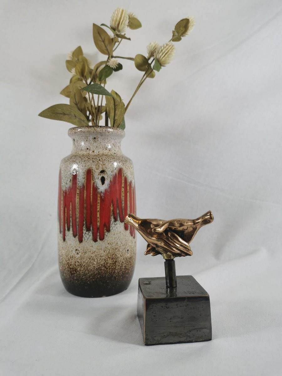 Bronze Sculpture "intertwined Hands" By Lohé -photo-6