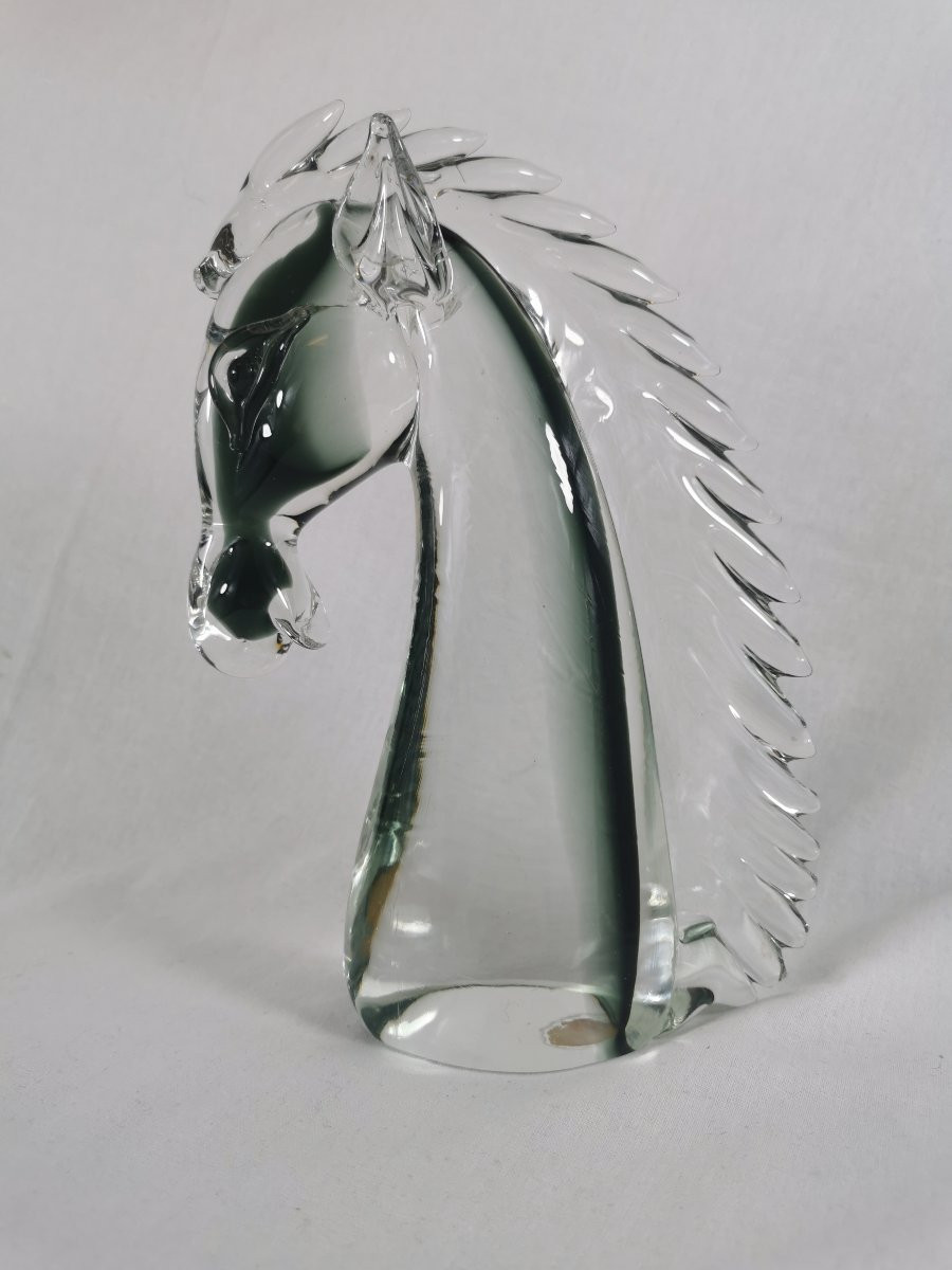 Tête de cheval en verre de Murano -photo-2