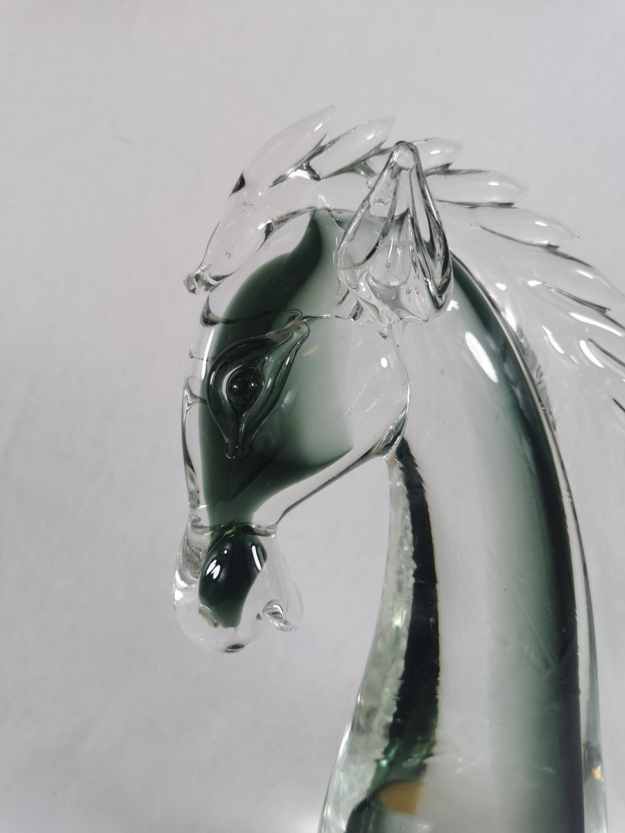 Tête de cheval en verre de Murano -photo-3