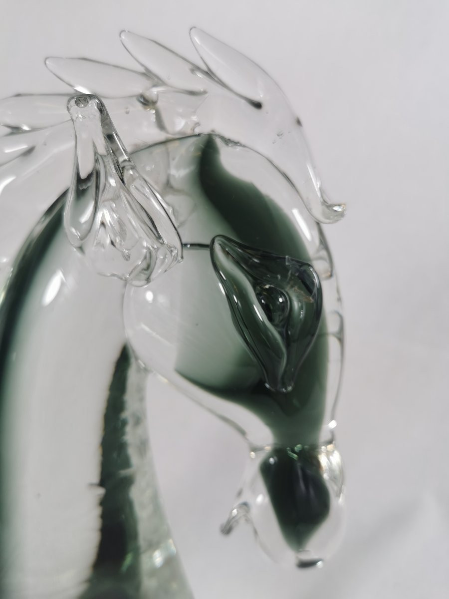 Tête de cheval en verre de Murano -photo-2