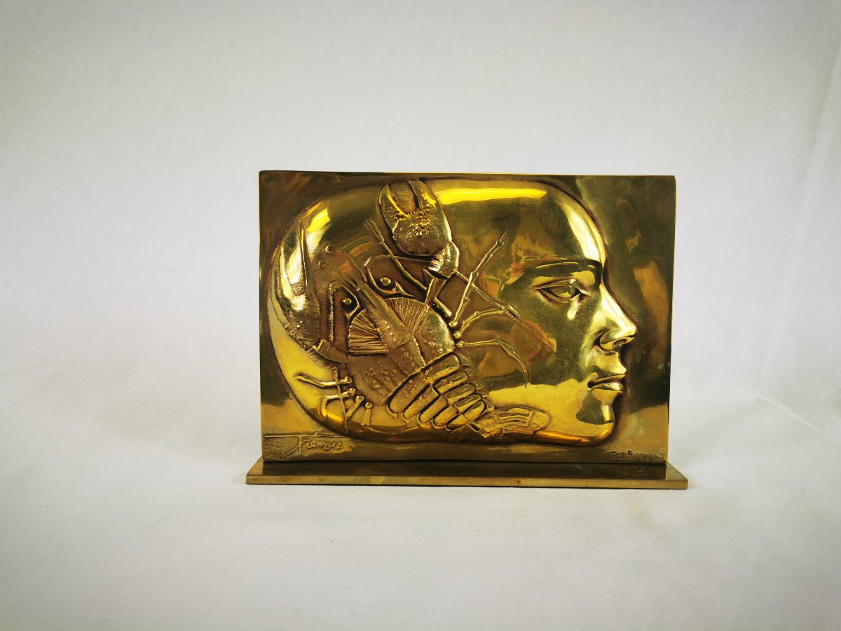 Decorative Bronze Plaque Signed Jean Yves Trémois -photo-1