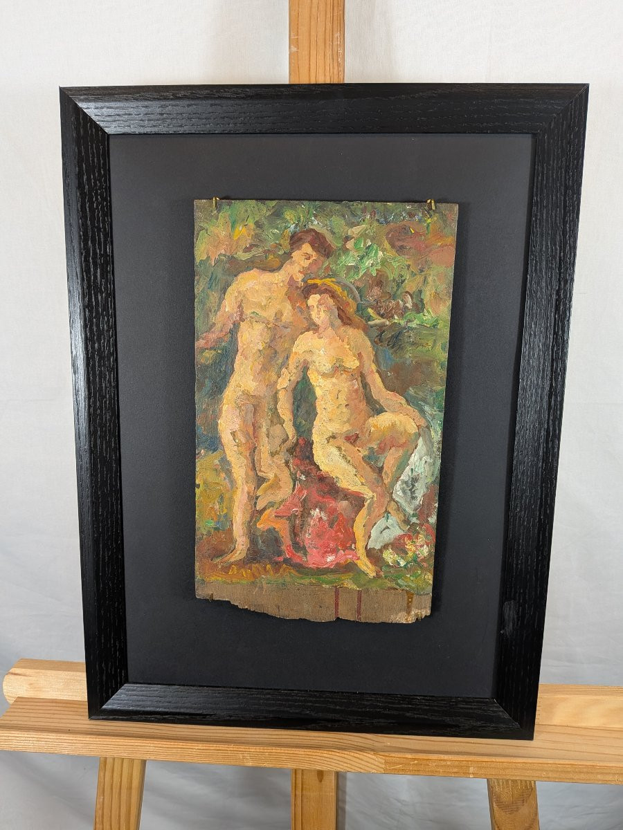 Huile sur panneau, Étude de nus Lutz Binaepfel-photo-1