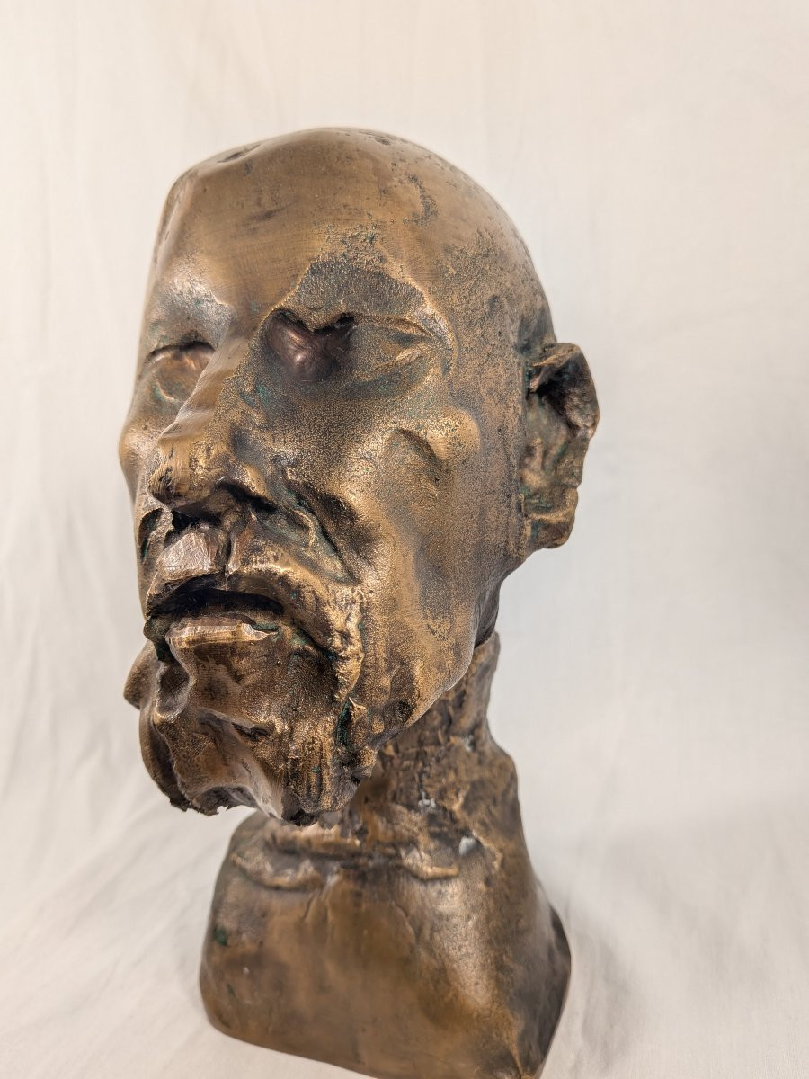 Bronze Bust Of Hippocrates Signed Jean Roulland (1931-2021)-photo-2