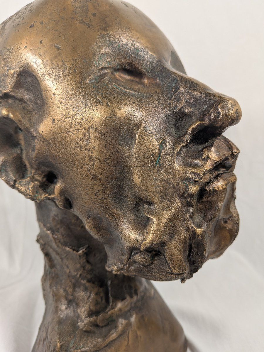 Bronze Bust Of Hippocrates Signed Jean Roulland (1931-2021)-photo-3