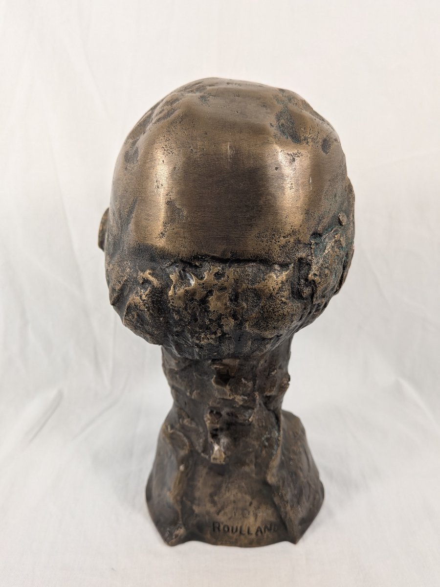 Bronze Bust Of Hippocrates Signed Jean Roulland (1931-2021)-photo-4