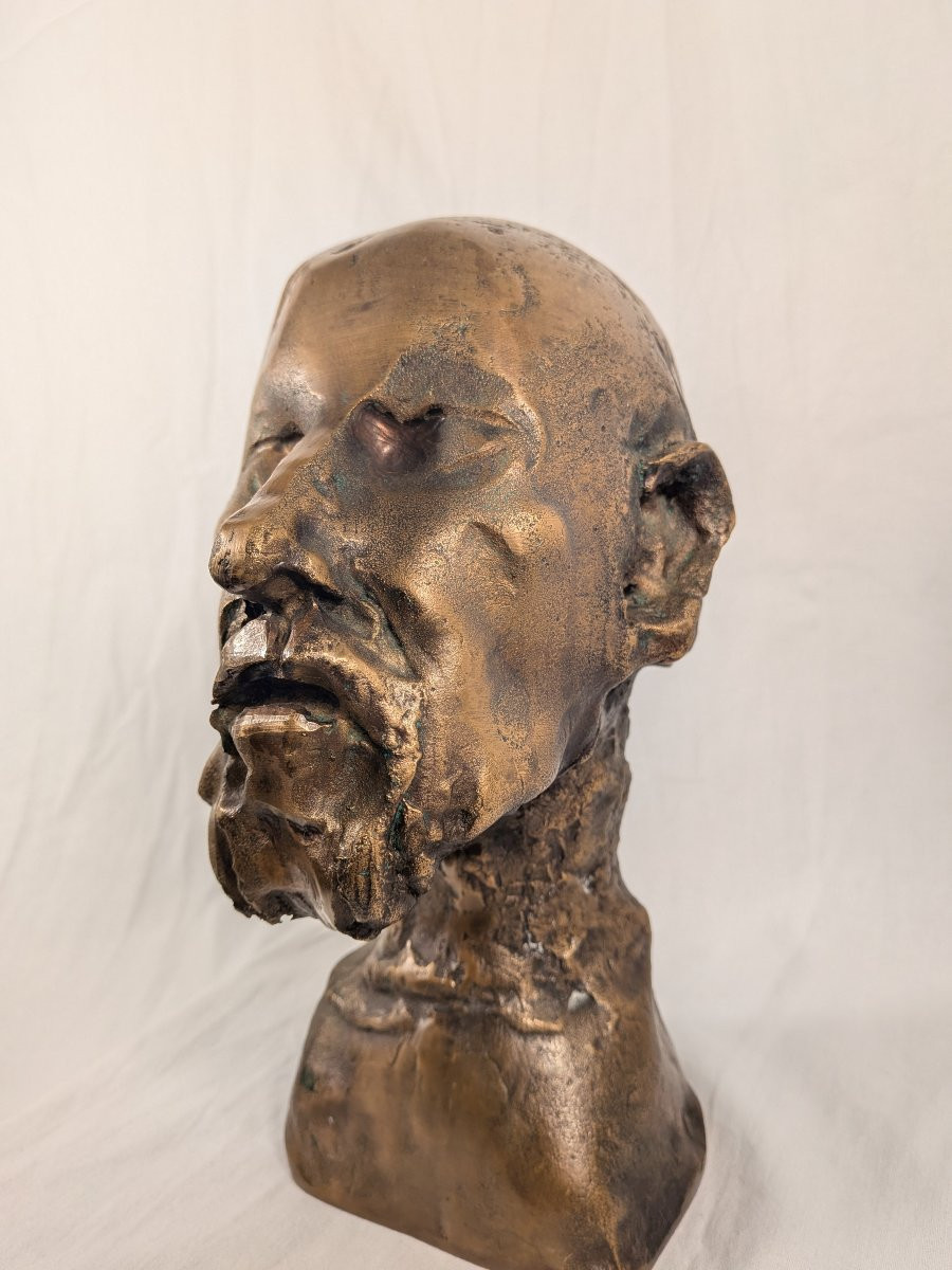 Bronze Bust Of Hippocrates Signed Jean Roulland (1931-2021)-photo-3