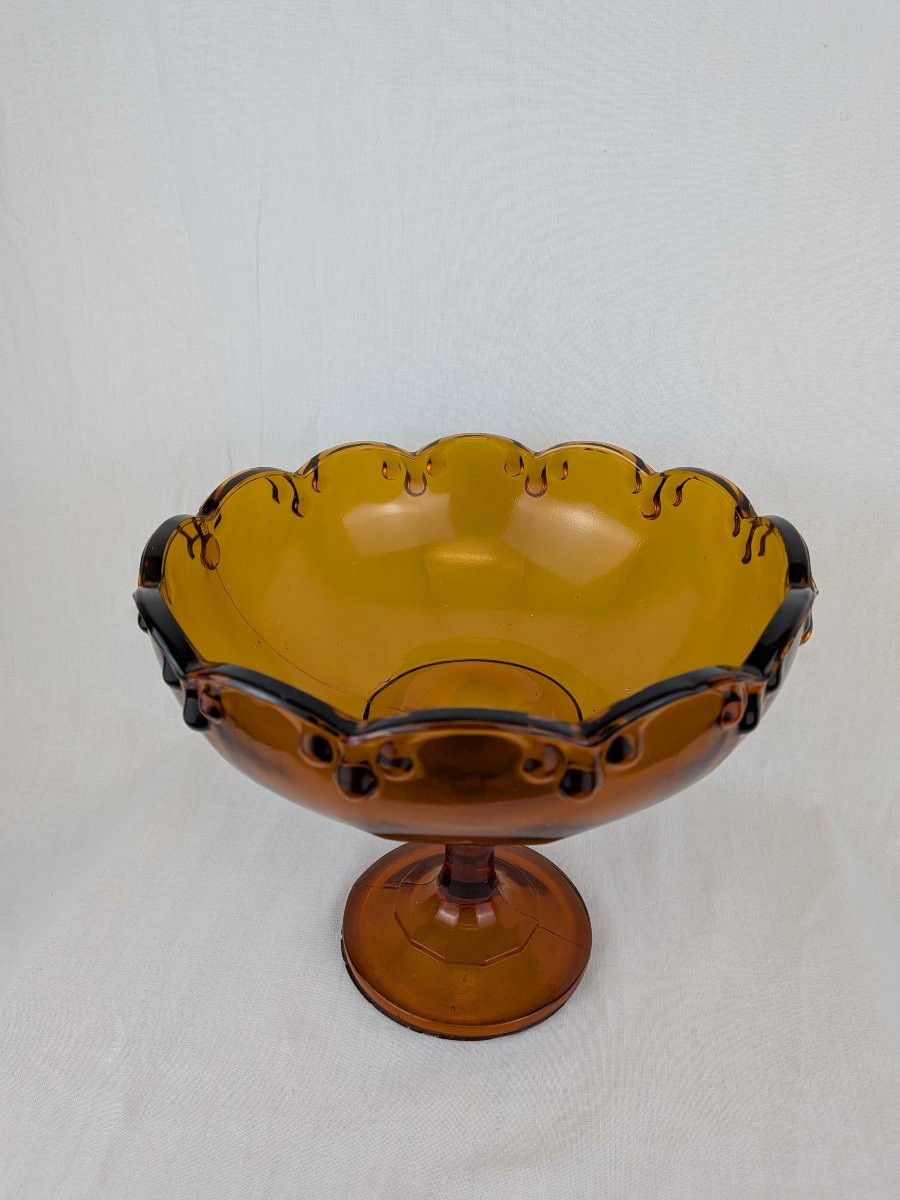 Coupe en verre et arrangement floral Mid Century -photo-3