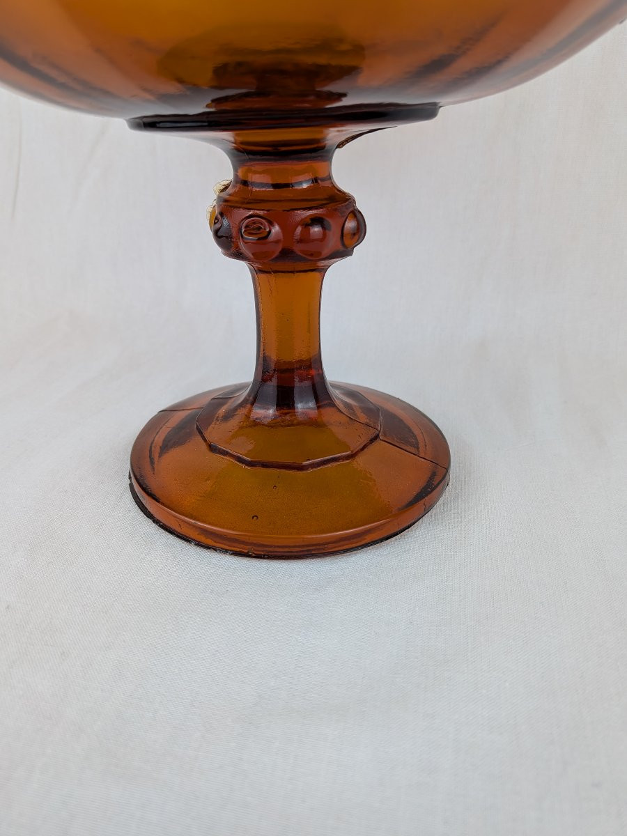 Coupe en verre et arrangement floral Mid Century -photo-4