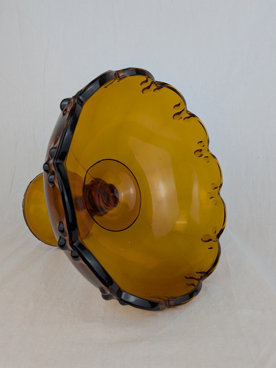 Coupe en verre et arrangement floral Mid Century -photo-5