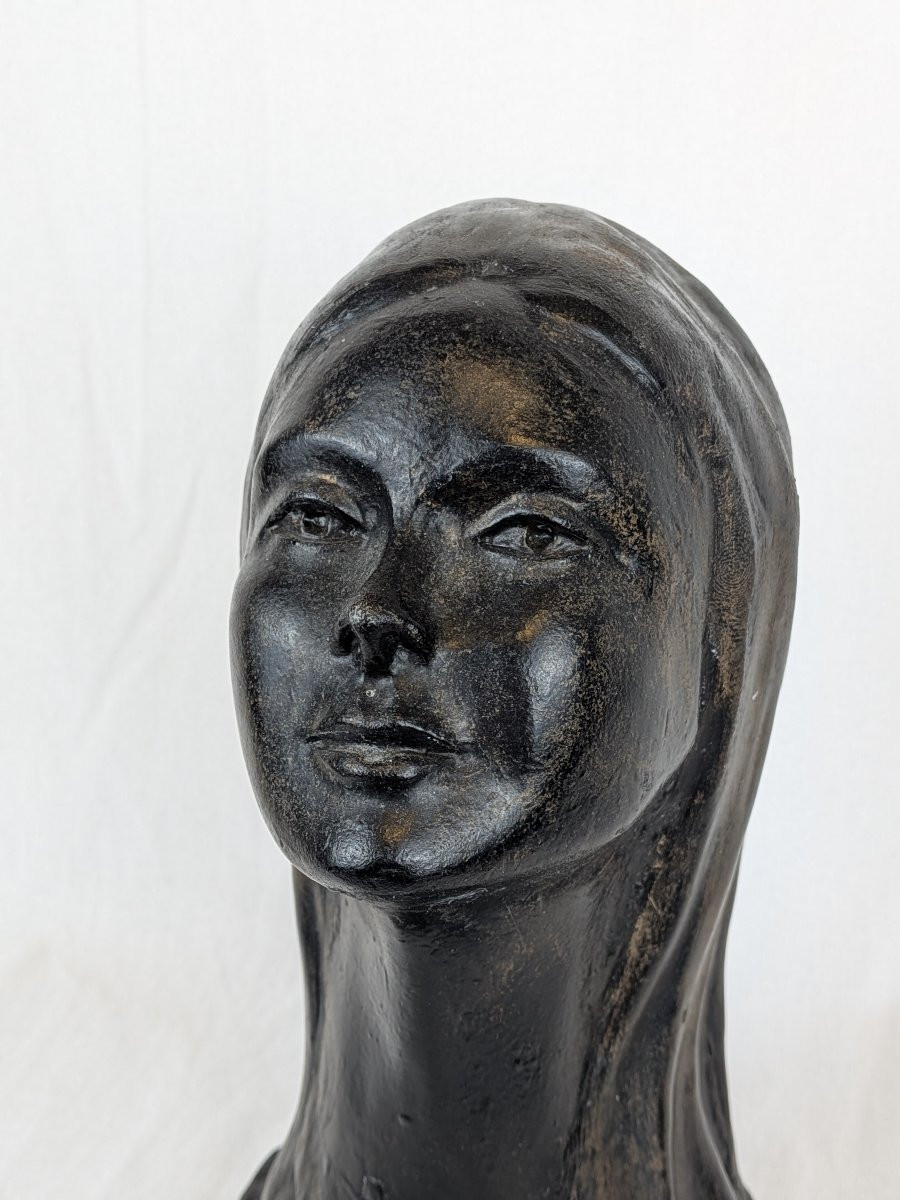 Sculpture représentant la tête d'une jeune femme signée DELPORTE Charles-photo-2