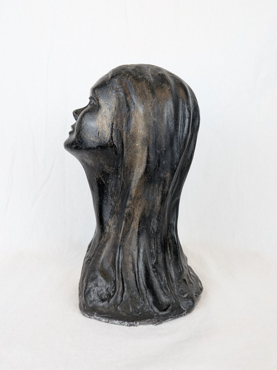 Sculpture représentant la tête d'une jeune femme signée DELPORTE Charles-photo-4