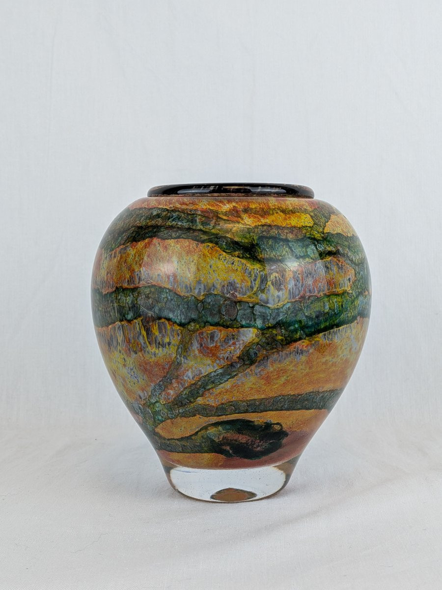 Vase en verre soufflé signé Jean Claude Novaro -photo-1