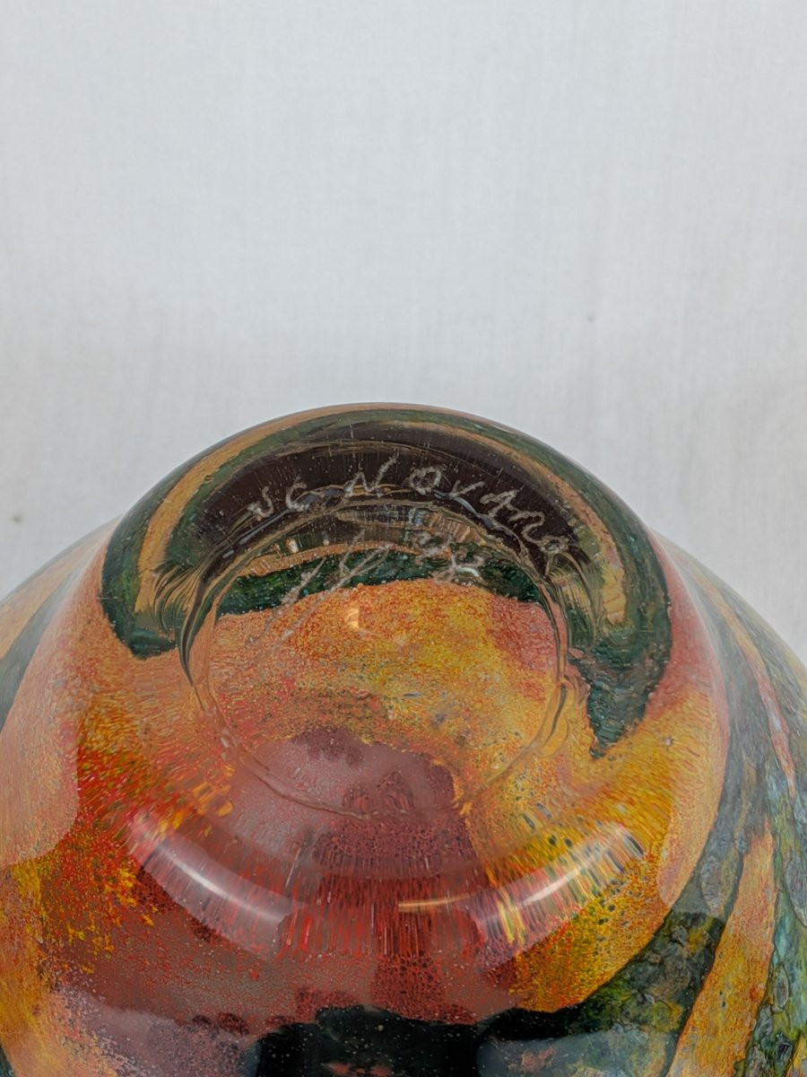 Vase en verre soufflé signé Jean Claude Novaro -photo-6