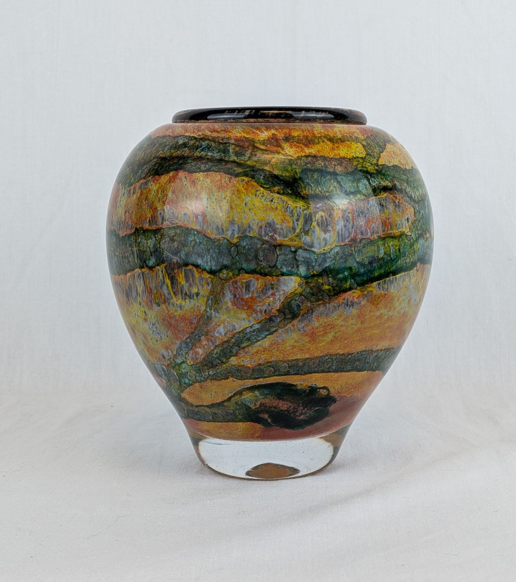 Vase en verre soufflé signé Jean Claude Novaro 