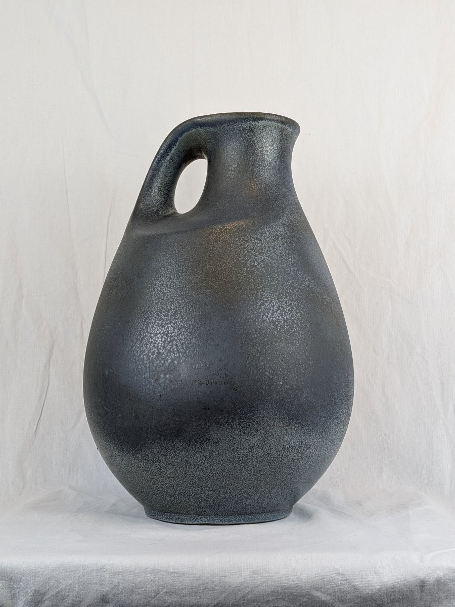 Blue Ceramic Vase, Minimalist German Design, 1960s-photo-5