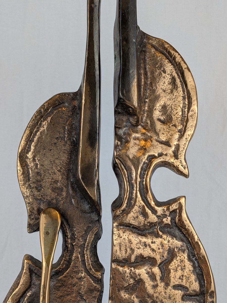 Sculpture en bronze "Les Grands Violons" de Yves Lohé avec certificat-photo-5