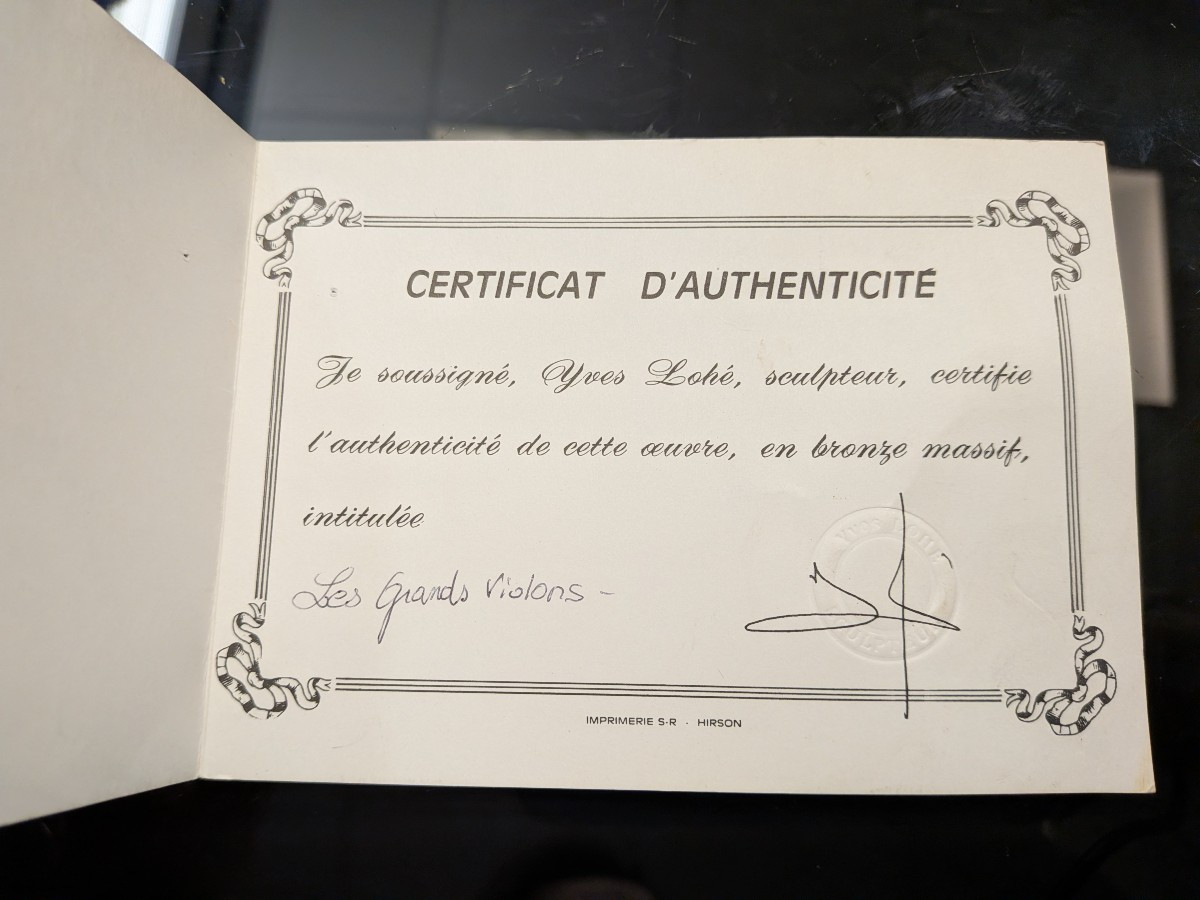 Sculpture en bronze "Les Grands Violons" de Yves Lohé avec certificat-photo-7