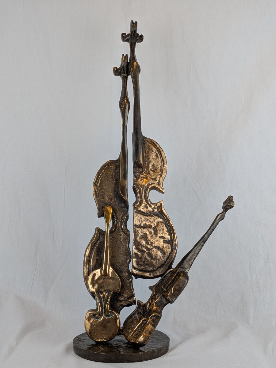 Sculpture en bronze "Les Grands Violons" de Yves Lohé avec certificat