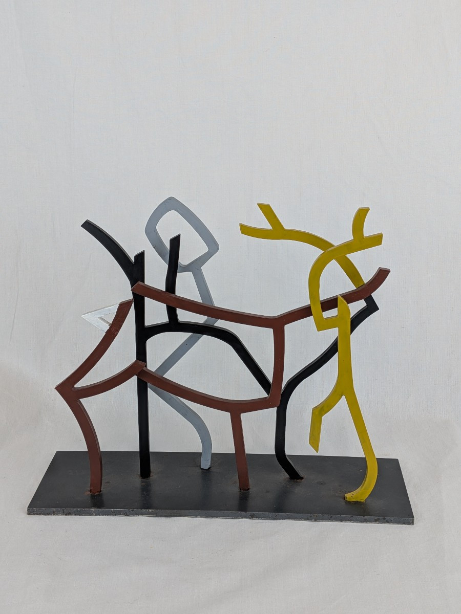Contemporary Sculpture In Metal And Color, Signed Sylvain Chartier-photo-2