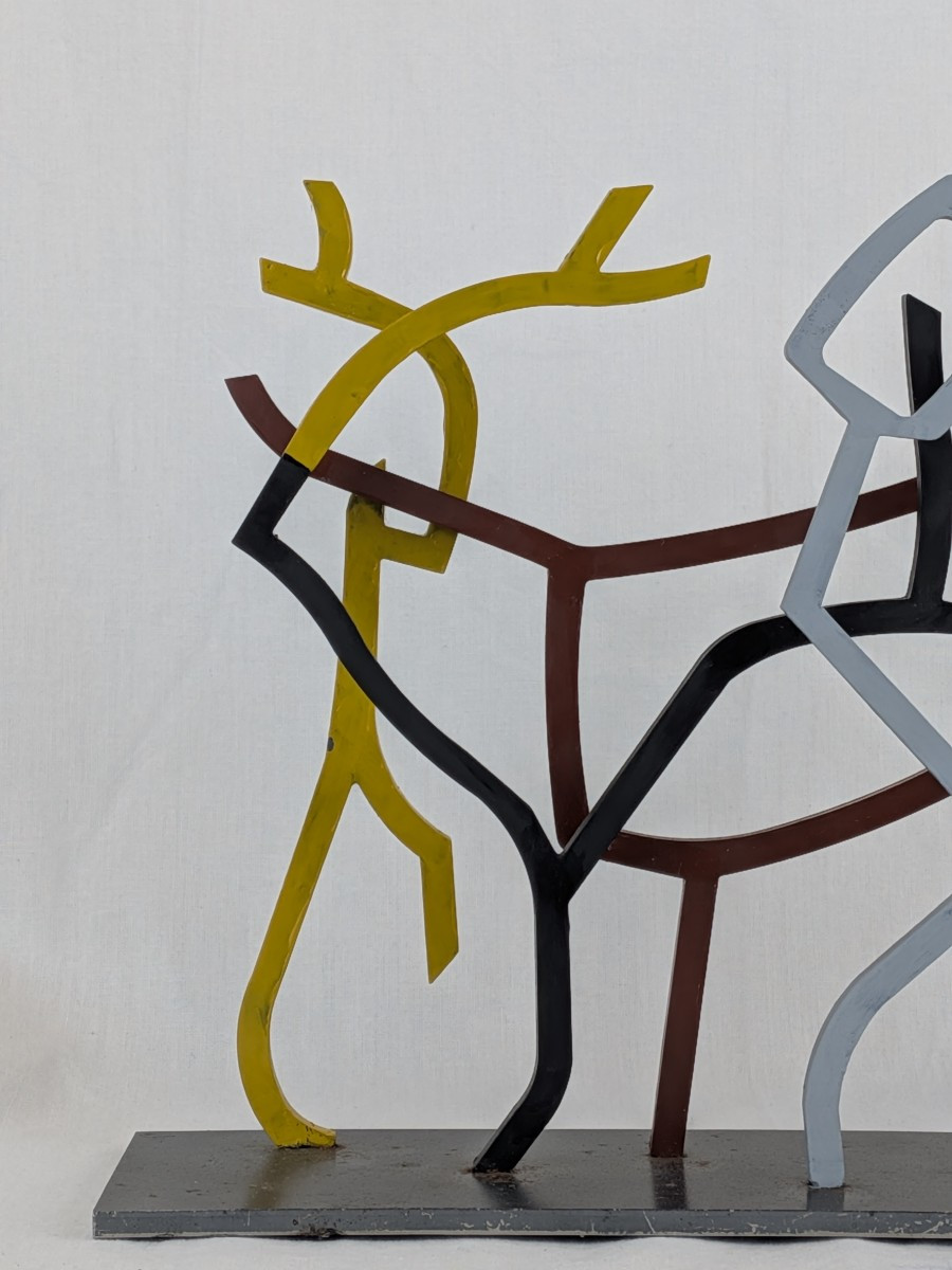 Contemporary Sculpture In Metal And Color, Signed Sylvain Chartier-photo-3