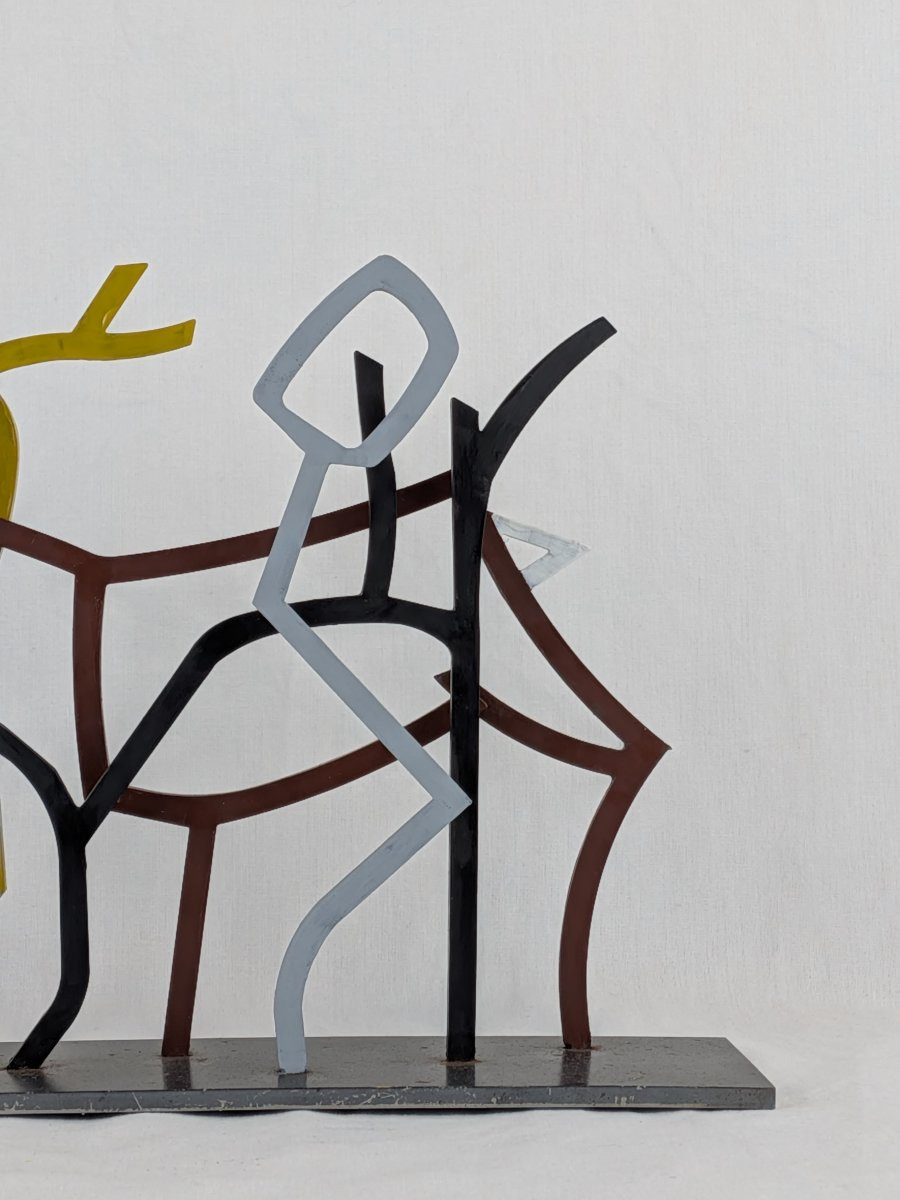 Contemporary Sculpture In Metal And Color, Signed Sylvain Chartier-photo-1