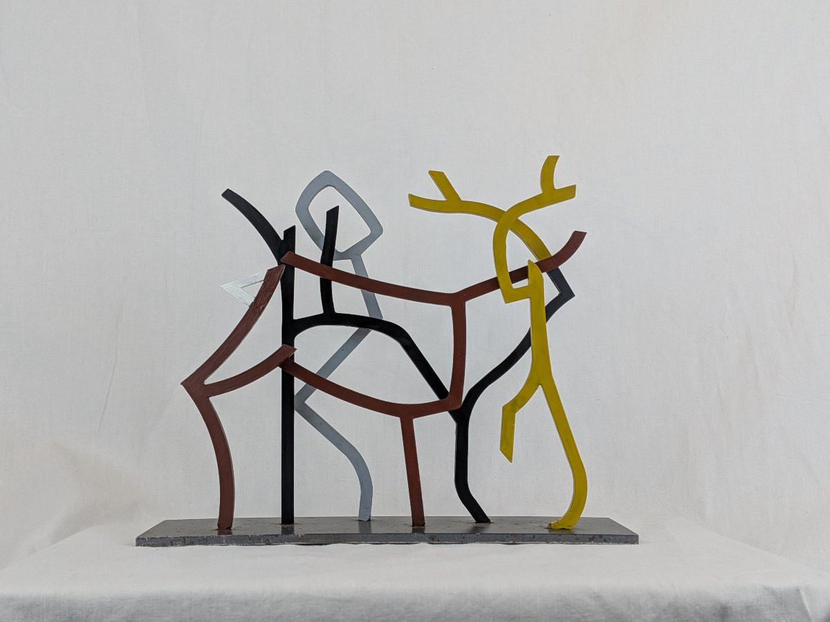 Contemporary Sculpture In Metal And Color, Signed Sylvain Chartier-photo-5