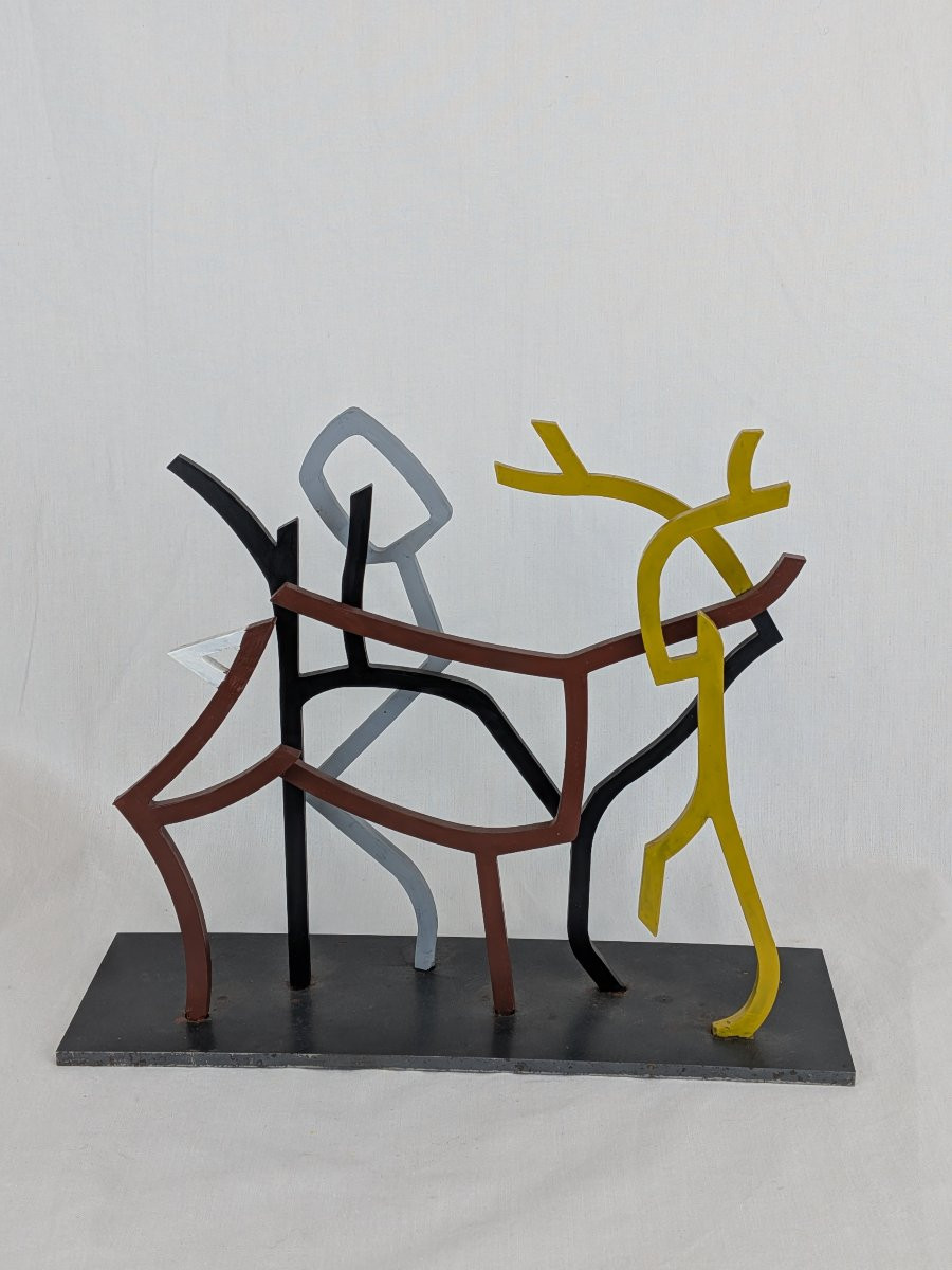 Contemporary Sculpture In Metal And Color, Signed Sylvain Chartier-photo-6