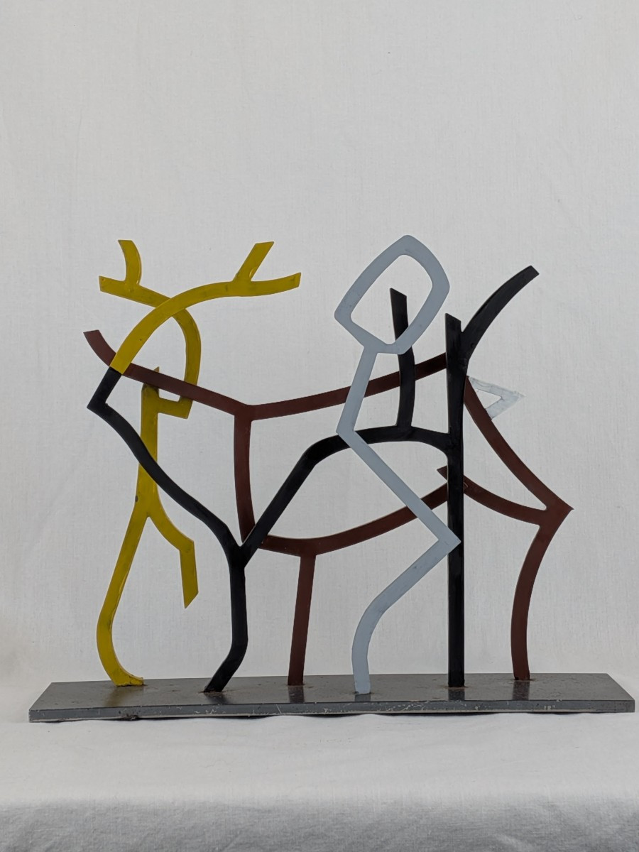 Contemporary Sculpture In Metal And Color, Signed Sylvain Chartier