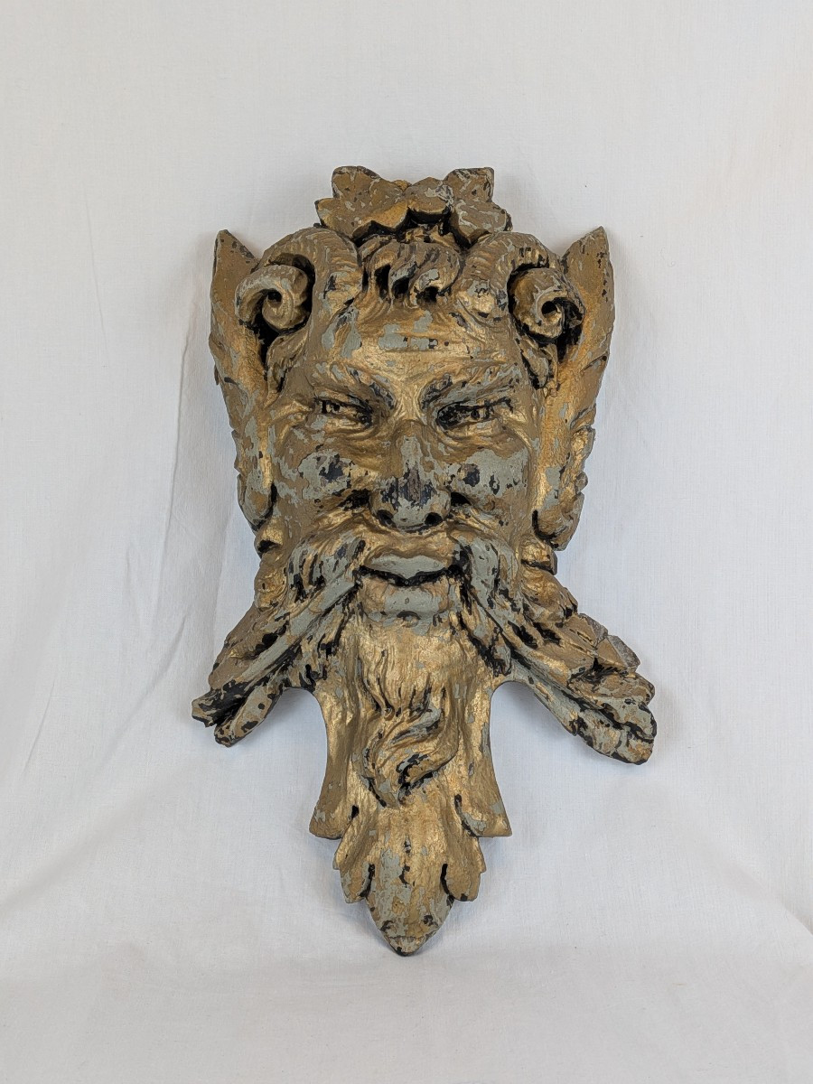 Tête de Satyre, Sculpture en bois fin XIX iéme